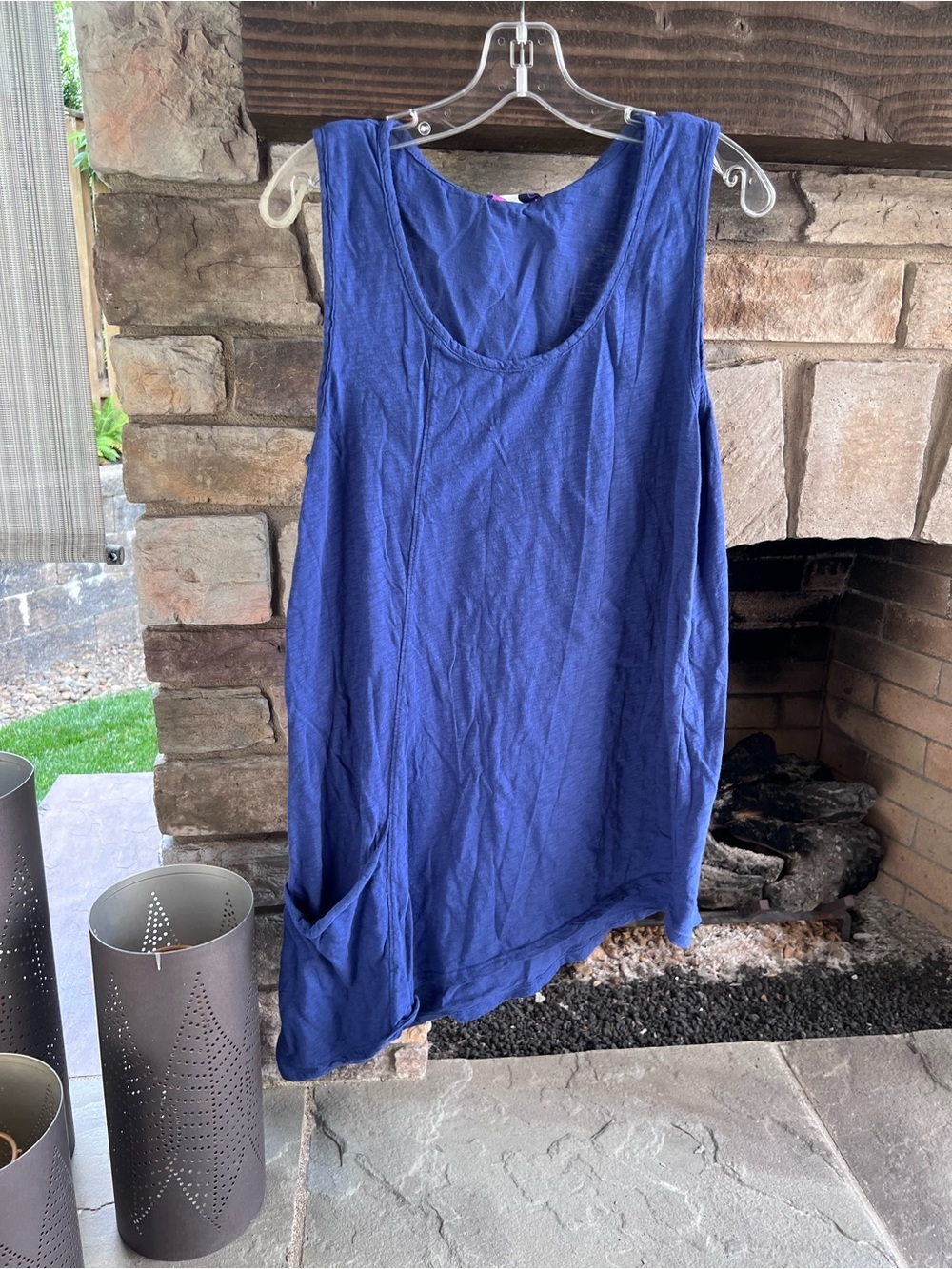 Fresh Produce Sleeveless Scoop Neck Blue Tunic with Pocket XL